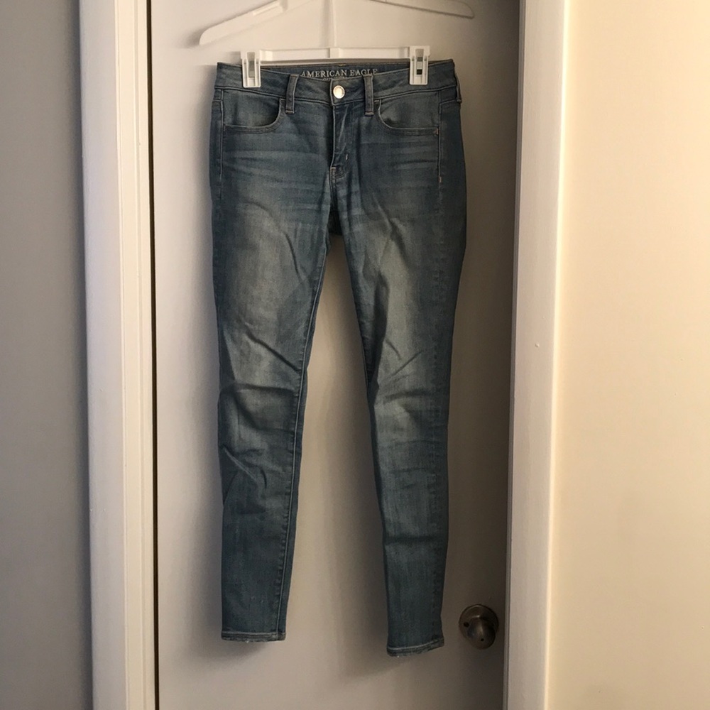 Light blue AE skinny jeans